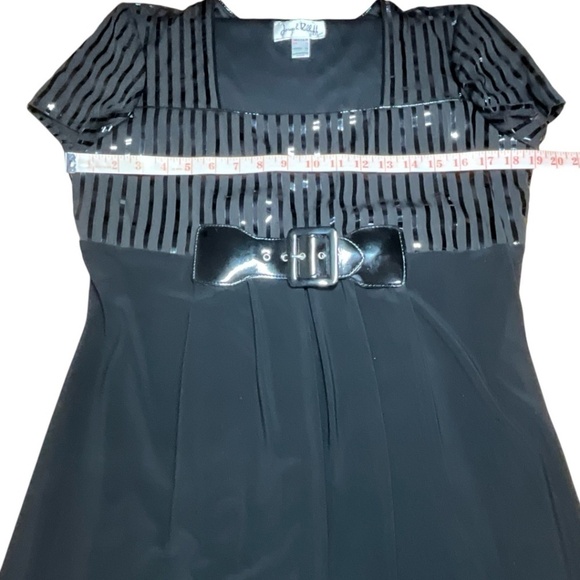 JOSEPH RIBKOFF Bubble Hem Empire Cut Square Neck Dress Black Patent Trim Sz 14 - Picture 7 of 13